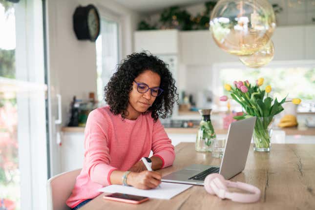 Black woman doing taxes