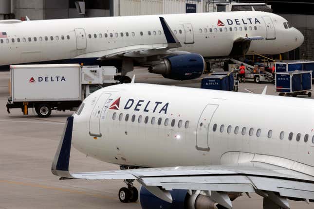 FILE - A Delta Air Lines plane leaves the gate on July 12, 2021, at Logan International Airport in Boston. Planes packed with summer travelers boosted Delta Air Lines to a $1.11 billion profit in the third quarter, and the carrier said Thursday, Oct. 12, 2023, that it expects revenue to keep rising into the holiday season. (AP Photo/Michael Dwyer, File)