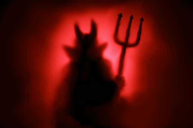 A silhouette of a devil.