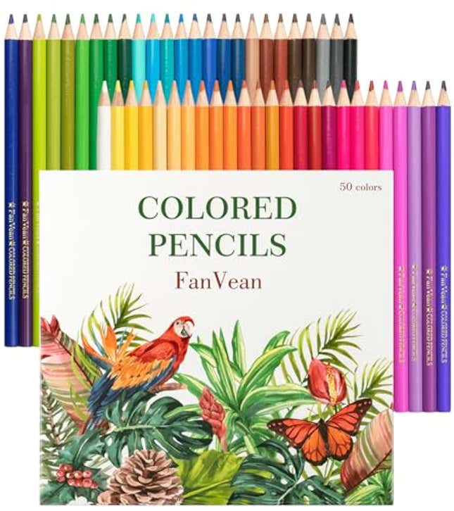 Image for article titled FanVean Colored Pencils Color Pencil Set for adult Coloring book Gifts for kids &amp; Adults 50 count, Now 13% Off