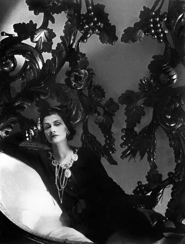 Picture of the famous french high fashion designer Coco Chanel taken in 1944 in Paris.