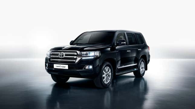 A black Toyota Land Cruiser.