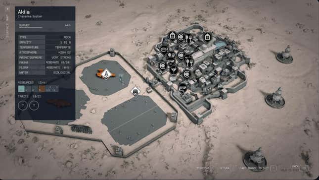 A screenshot shows Akilia City in Starfield's new map screen.