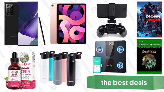 Image for article titled Monday&#39;s Best Deals: Apple iPad Air, Samsung Galaxy Note 20 Ultra, Mass Effect: Legendary Edition, MaryRuth Organics Sale, Vessel Water Bottles, Eufy Smart Scale C1, and More