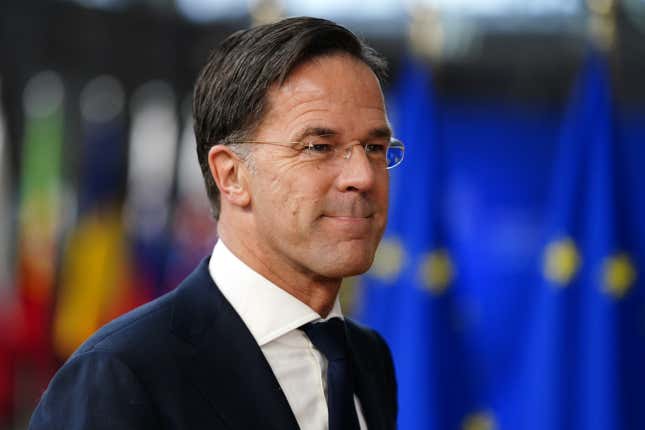 BRUSSELS, BELGIUM - DECEMBER 15: Dutch Prime Minister Mark Rutte arrives at European Council meeting on December 15, 2022 in Brussels, Belgium. EU heads of state or government meet in Brussels to discuss the most pressing policy priorities for the European Union with a focus on the situation in Ukraine, energy policy and economy, security and defense.