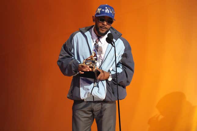 Kendrick Lamar accepts the Best Rap Album award for “Mr. Morale &amp; The Big Steppers” onstage during the 65th GRAMMY Awards at Crypto.com Arena on February 05, 2023 in Los Angeles, California.