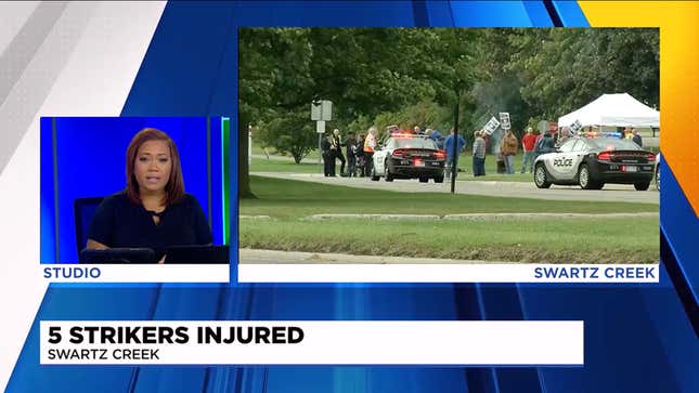 Screenshot of a news report covering the five injured strikers
