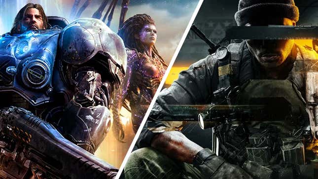 An image shows Call of Duty characters next to StarCraft characters. 