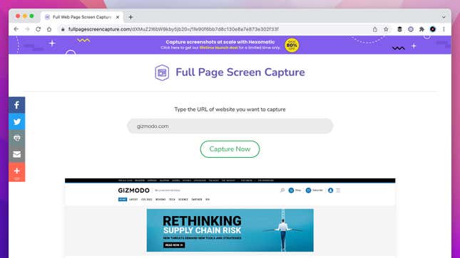 Full Page Screen Capture works in any browser.
