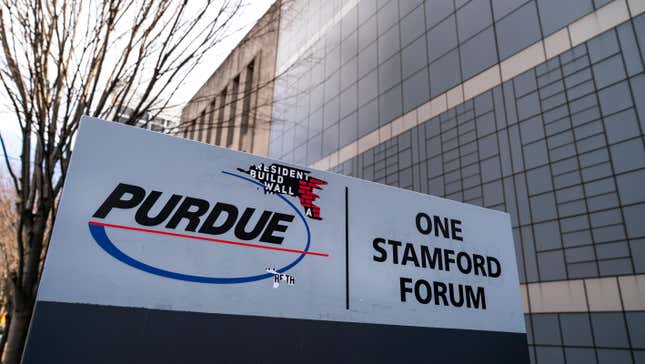 Purdue Pharma headquarters stands in downtown Stamford, April 2, 2019 in Stamford, Connecticut.