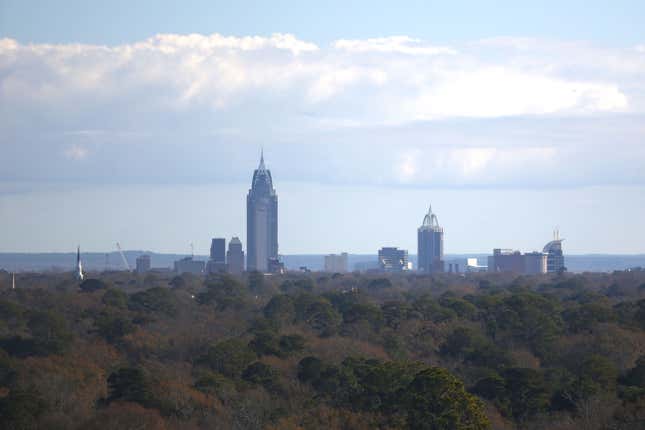 The skyline of Mobile, Alabama