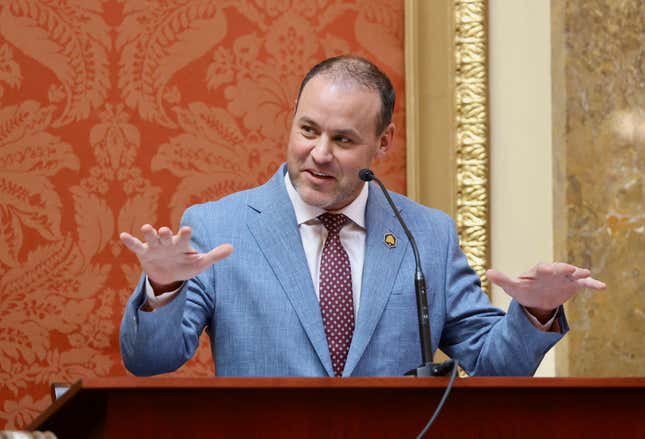 Utah House Speaker Mike Schultz, R-Hooper, asks representatives to settle down and take their seats before the start the 2024 Legislature into session on Tuesday, Jan. 16, 2024, at the Utah State Capitol, in Salt Lake City. (Krisitn Murphy/The Deseret News via AP, Pool)