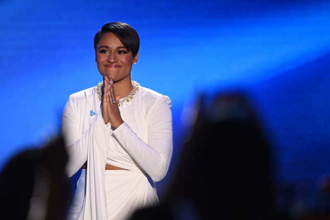 Ariana DeBose speaks onstage during the 33rd Annual GLAAD Media Awards at The Hilton Midtown on May 06, 2022 in New York City. (Photo by Bryan Bedder/Getty Images for GLAAD)