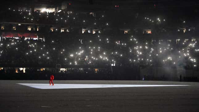 Kanye West at ‘DONDA by Kanye West’ listening event at Mercedes-Benz Stadium on July 22, 2021 in Atlanta, Georgia.