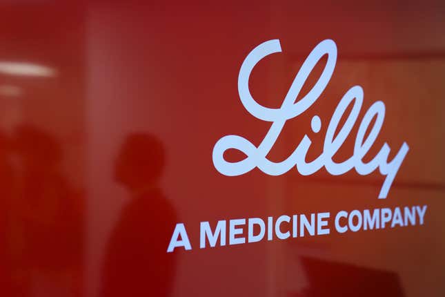 The Eli Lilly &amp; Co. logo at the company’s Digital Health Innovation Hub facility in Singapore, on Thursday, Nov. 14, 2024. 