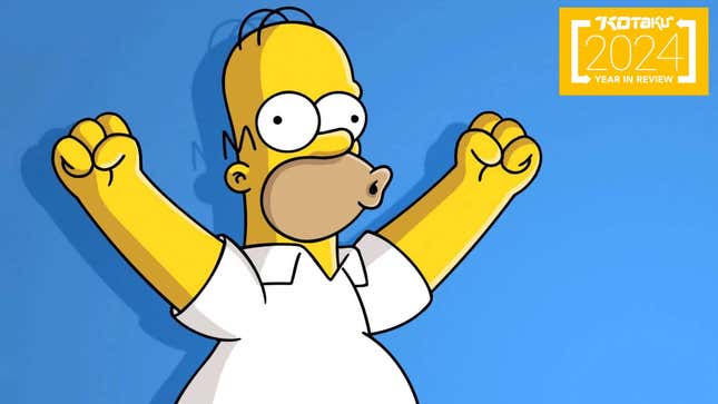 An image shows Homer Simpsons cheering. 