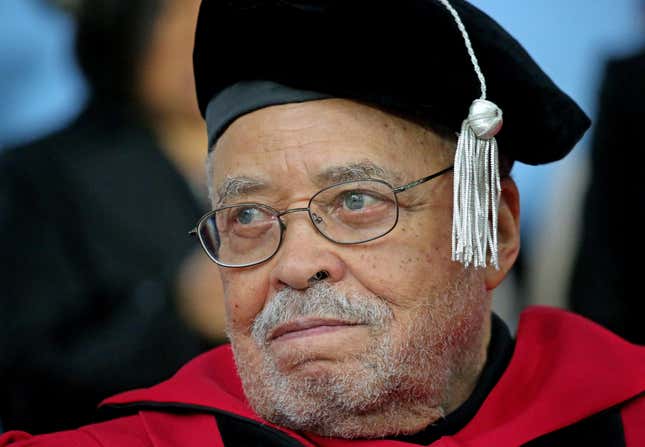 CAMBRIDGE, MA - MAY 25: James Earl Jones, recipient of an honorary Doctor of Arts degree, is pictured at the Harvard University commencement in Cambridge, MA on May 25, 2017. 