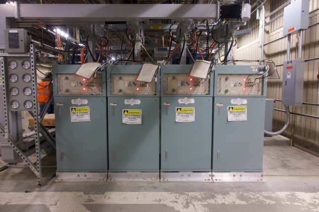Several of the solid state amplifiers that help accelerate LCLS-II’s electrons.