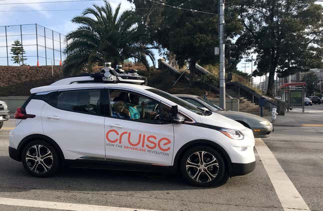 A Cruise self-driving car is seen in San Francisco where it does most of its testing, in California, U.S., September 26, 2018. 