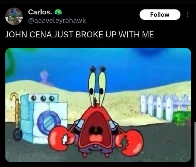 X user reacting to John Cena