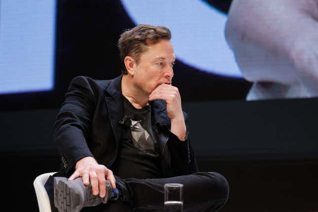 Elon Musk speaks onstage during the Cannes Lions International Festival in Cannes, France.