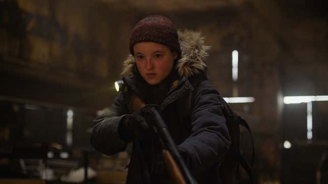 Ellie holding a gun.