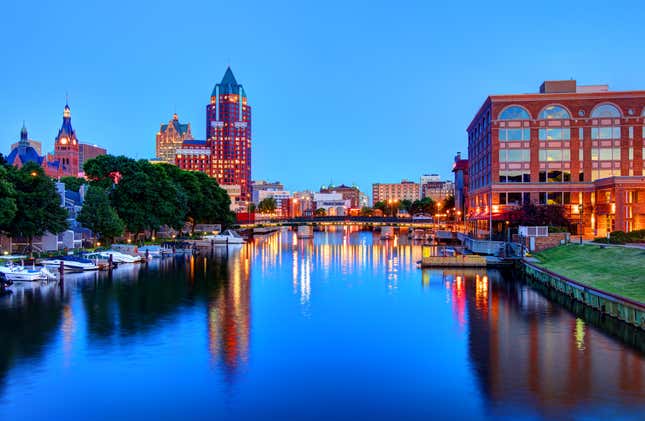 RiverWalk in downtown Milwaukee, Wisconsin.