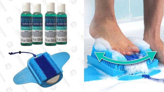 4-Pack Fresh Feet Tea Tree Oil Liquid Soap | $5 | SideDeal
Fresh Feet Foot Scrubber With Pumice Stone | $15 | Amazon