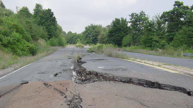 We walked in Centralia, PA and saw the ruined highway b/c of the buring coal mines underground. Here's the damage...uh, ya, no one will be driving here anytime soon.