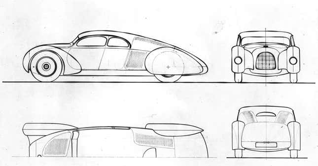 Original sketches of the Auto Union Type 52