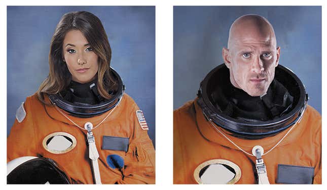 Porn stars Eva Lovia and Johnny Sins, looking very serious about their mission.