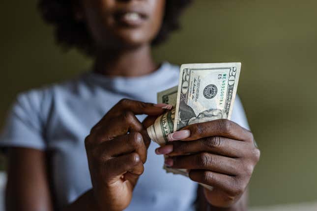 Woman counting money