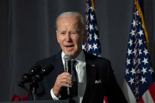 President Joe Biden speaks at the National Action Network’s Martin Luther King, Jr., Day breakfast, Monday, Jan. 16, 2023, in Washington.