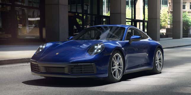 The 2022 Porsche 911 Carrera in Gentian Blue Metallic.