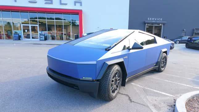 A screenshot of a video about a Tesla Cybertruck. 