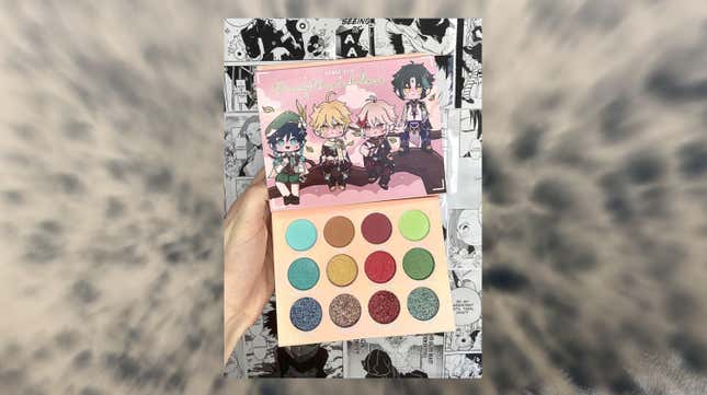 An image shows a Genshin Impact eyeshadow palette.