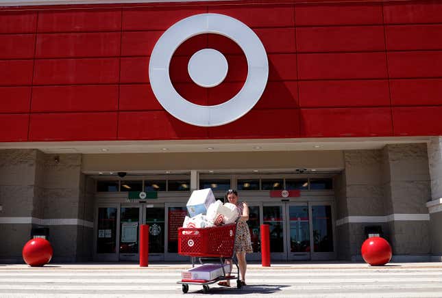 A customer exits a Target store in Miami, Florida.