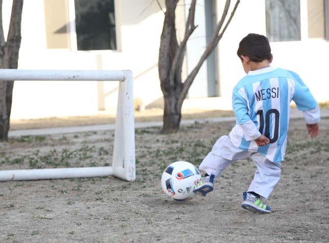 Ahmadi playing with his new gear.
