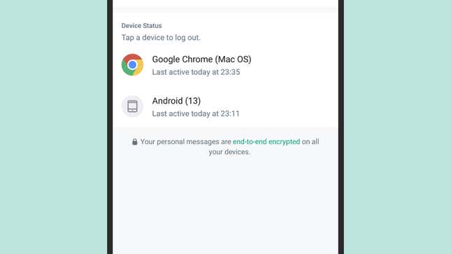 WhatsApp link to other devices screenshot