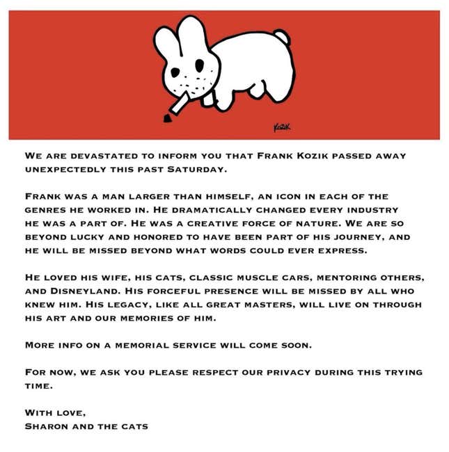 RIP Poster Artist And Record Label Owner Frank Kozik, 1962-2023