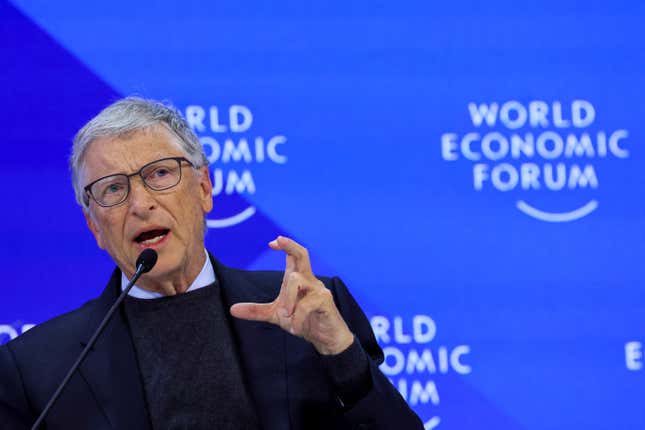 Bill Gates speaking at the World Economic Forum