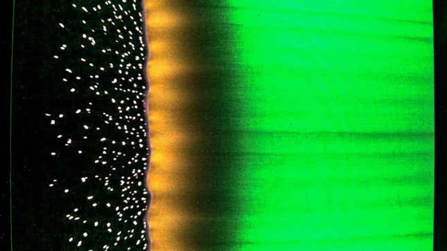 A sample of fabric burns inside an uncrewed Cygnus cargo craft during a previous Spacecraft Fire Safety Experiment investigation, Saffire-IV.