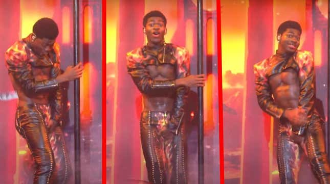 Image for article titled Medically Obsessed With Watching Lil Nas X Realize He Just Split His Pants on Live TV