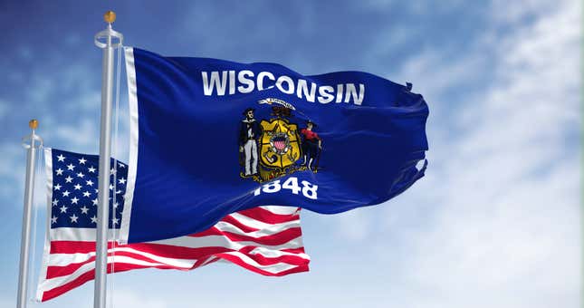 The flag of Wisconsin.