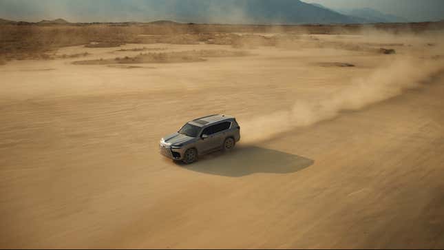 A Lexus LX SUV in the desert