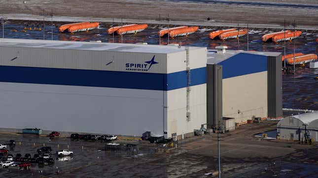 A 2019 photo of Boeing 737 Max fuselages at Spirit AeroSystems headquarters