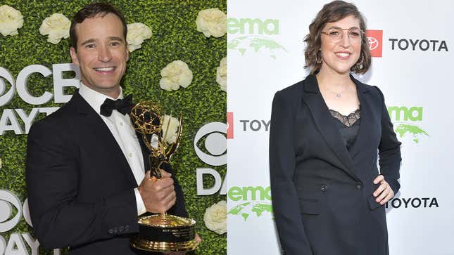 Left: Mike Richards (Rodin Eckenroth/Getty Images), Right: Mayim Bialik (Amy Sussman/Getty Images)