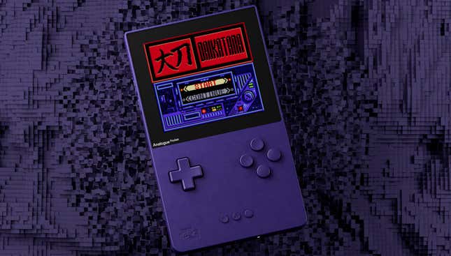 A purple Analogue Pocket GBC Color