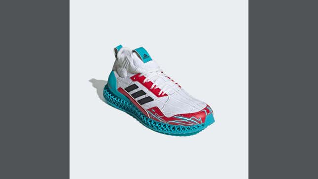 Bir resim Adidas'ın Miles Morales'ten ilham alan ayakkabılarını gösteriyor. 