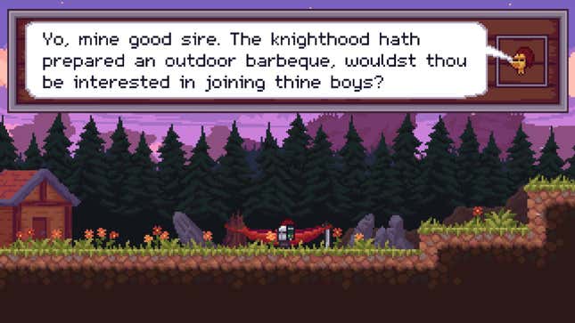 The opening screen of the game, in which you're invited to a barbeque.